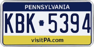 PA license plate KBK5394