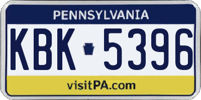 PA license plate KBK5396