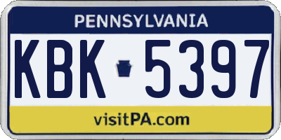 PA license plate KBK5397