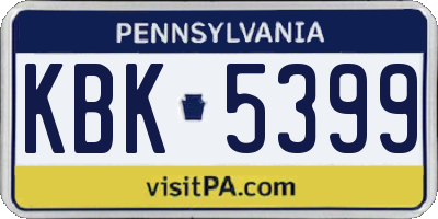 PA license plate KBK5399