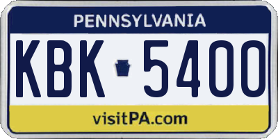 PA license plate KBK5400