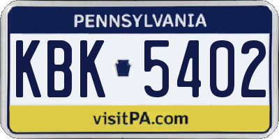 PA license plate KBK5402