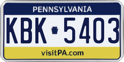PA license plate KBK5403