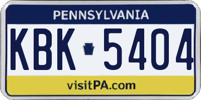 PA license plate KBK5404