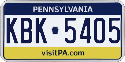 PA license plate KBK5405