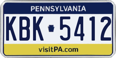 PA license plate KBK5412