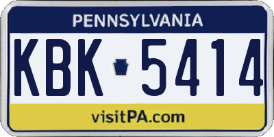 PA license plate KBK5414