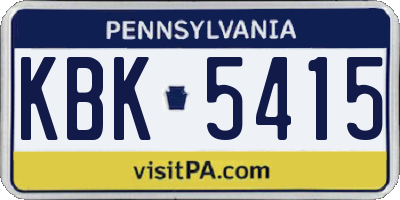 PA license plate KBK5415