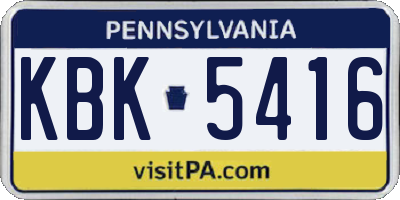 PA license plate KBK5416