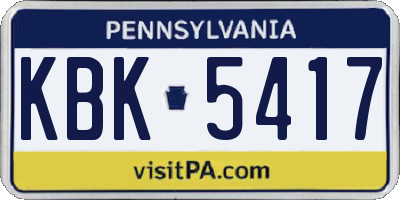 PA license plate KBK5417