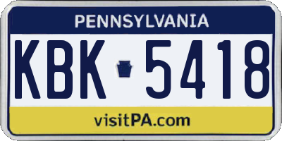 PA license plate KBK5418