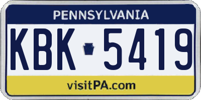 PA license plate KBK5419