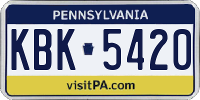 PA license plate KBK5420