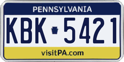 PA license plate KBK5421