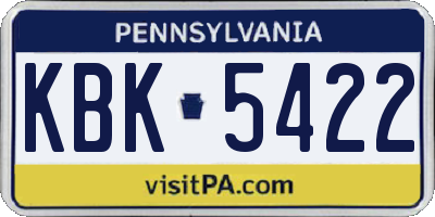 PA license plate KBK5422