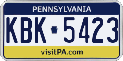 PA license plate KBK5423