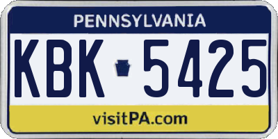 PA license plate KBK5425