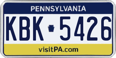 PA license plate KBK5426