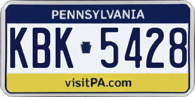PA license plate KBK5428