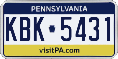 PA license plate KBK5431