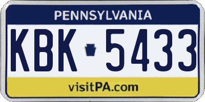 PA license plate KBK5433