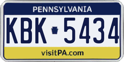 PA license plate KBK5434