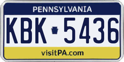 PA license plate KBK5436