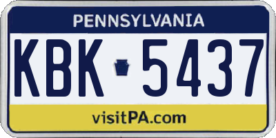 PA license plate KBK5437