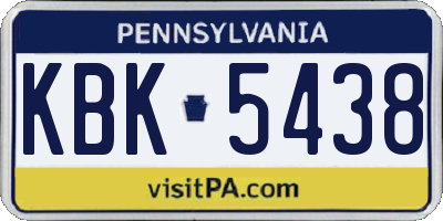 PA license plate KBK5438