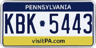 PA license plate KBK5443