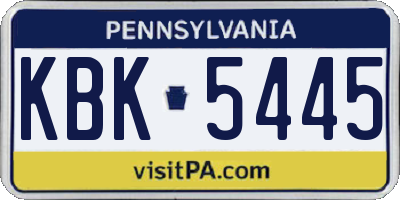 PA license plate KBK5445