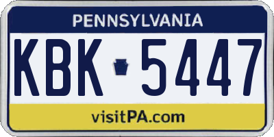 PA license plate KBK5447