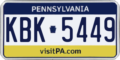 PA license plate KBK5449