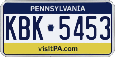 PA license plate KBK5453