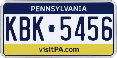 PA license plate KBK5456