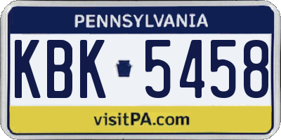 PA license plate KBK5458