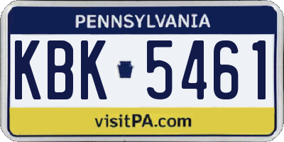 PA license plate KBK5461