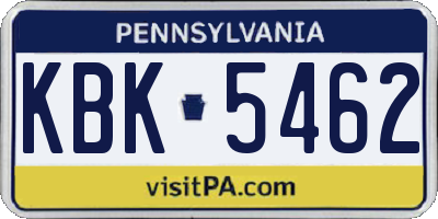 PA license plate KBK5462