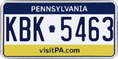PA license plate KBK5463