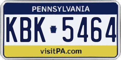 PA license plate KBK5464