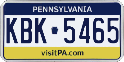 PA license plate KBK5465