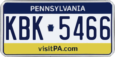 PA license plate KBK5466