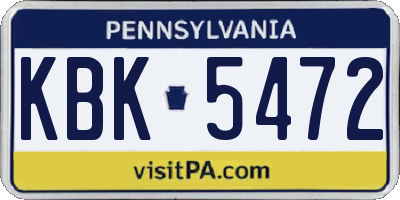 PA license plate KBK5472