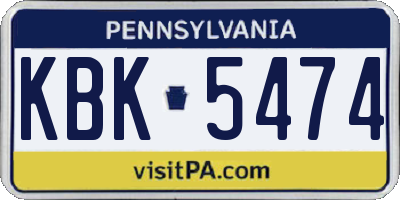 PA license plate KBK5474