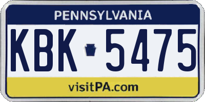 PA license plate KBK5475