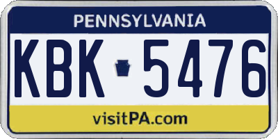 PA license plate KBK5476