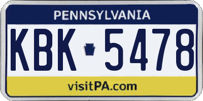 PA license plate KBK5478
