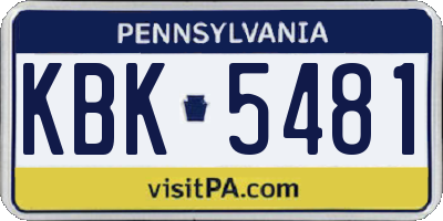 PA license plate KBK5481