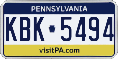 PA license plate KBK5494