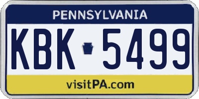 PA license plate KBK5499